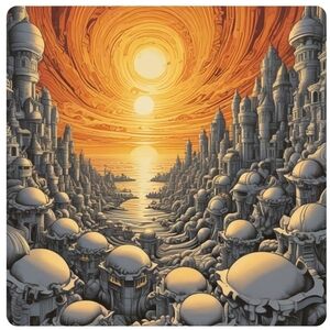 Futuristic Orange and Gray Art Print